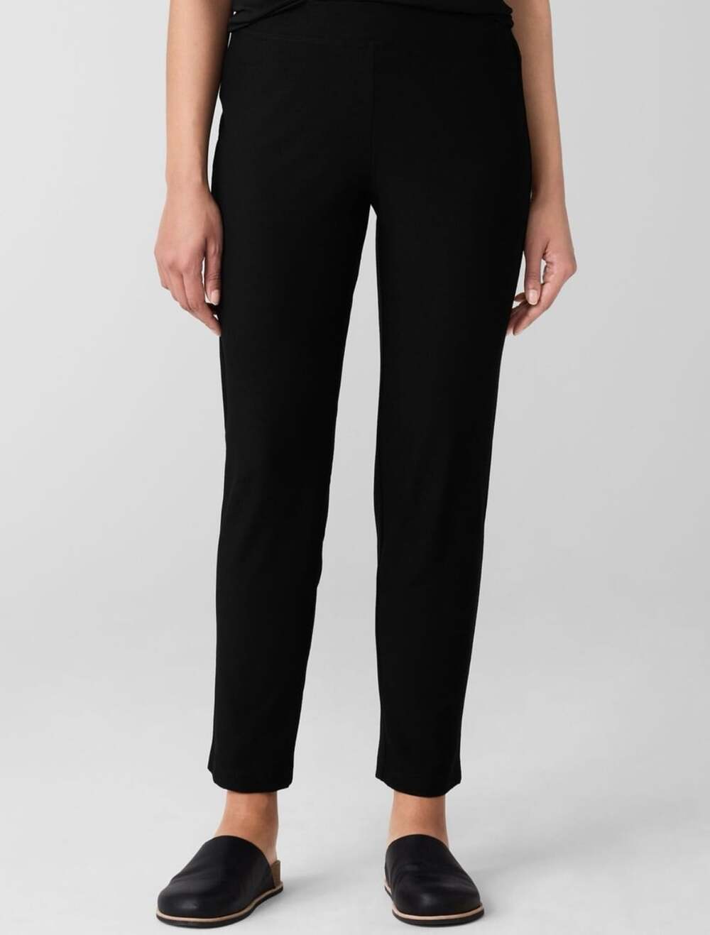 Eileen Fisher Washable Stretch Crepe Slim Pant Legging Sz L Black